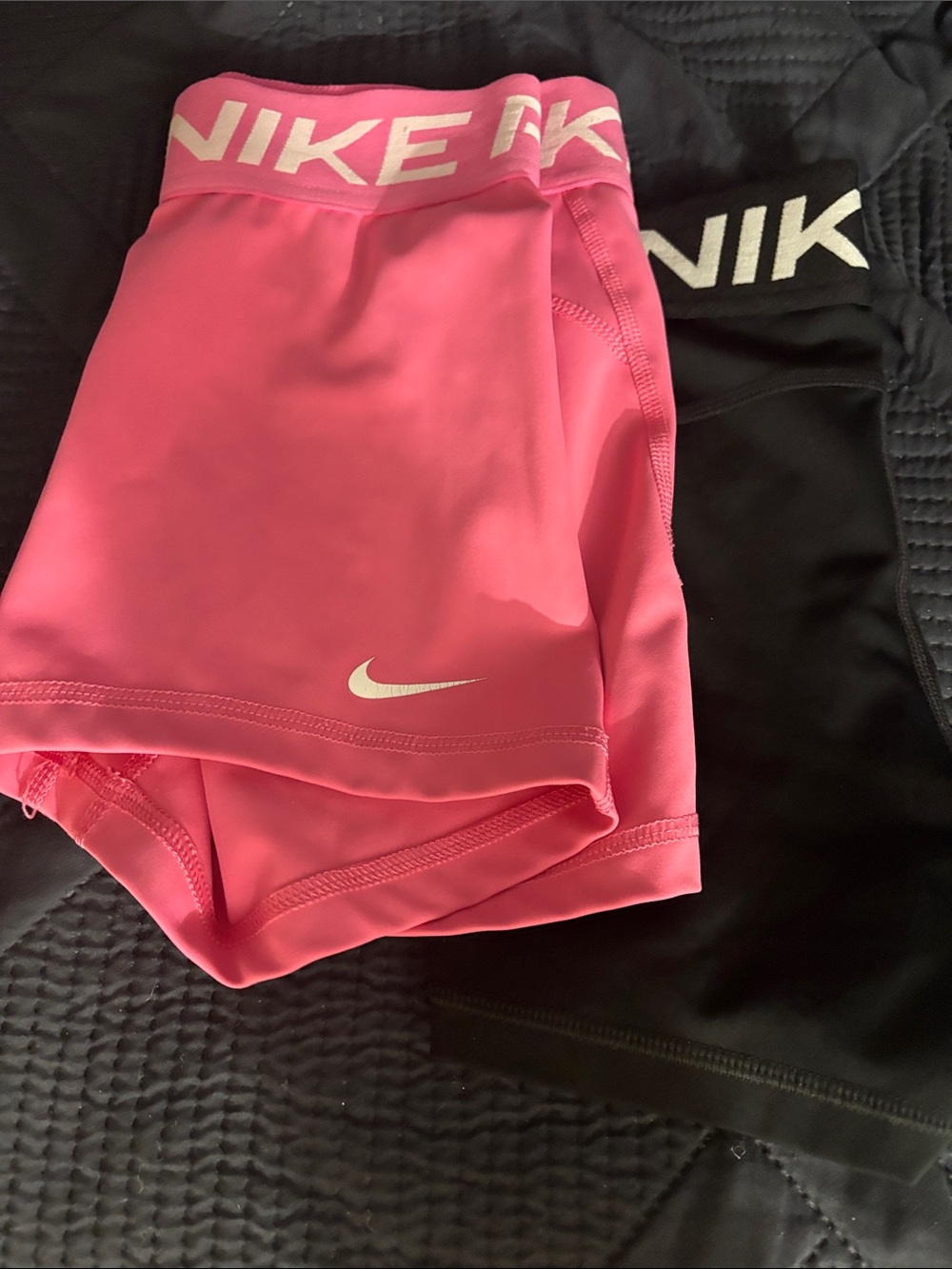 Nike Pink and Black Logo Performance Shorts